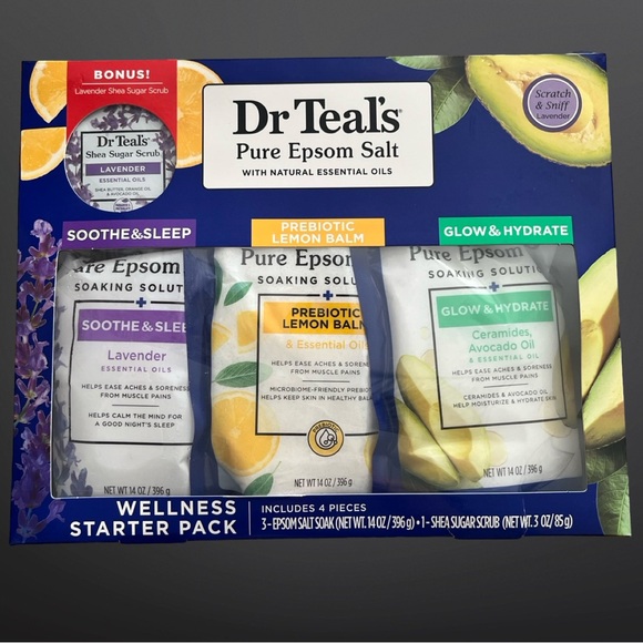Dr Teal’s Pure Epsom Salt. Wellness Starter Pack - Lavender, Lemon Balm, Avocado - Picture 1 of 2